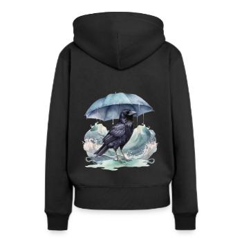 Vogel Vögel Regenschirm Wetter Küste Meer - Frauen Premium Bio Hoodie - Schwarz - Hinten - Julia (174cm)