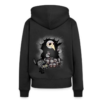 Gruselig Halloween Katze Mittelalter Pest Katzen - Frauen Premium Bio Hoodie - Schwarz - Hinten - Julia (174cm)
