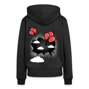Ballon céleste ballons - Sweat à capuche Premium bio Femme - noir - Dos - Julia (174cm)