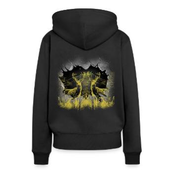 Hirsch Hirsche Rehbock Elch Finnland Schweden - Frauen Premium Bio Hoodie - Schwarz - Hinten - Julia (174cm)