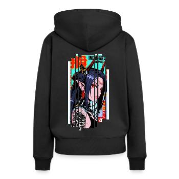 Cyborg Oni kanji - Sweat à capuche Premium bio Femme - noir - Dos - Julia (174cm)