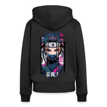 Cyborg ninja kanji - Sweat à capuche Premium bio Femme - noir - Dos - Julia (174cm)