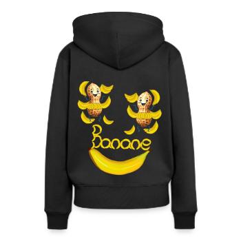 Erdnüsse Erdnuss Banane Bananen - Frauen Premium Bio Hoodie - Schwarz - Hinten - Julia (174cm)