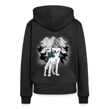 Chamans Husky Chaman Loup Loups - Sweat à capuche Premium bio Femme - noir - Dos - Julia (174cm)