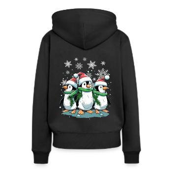 Niedlicher Weihnachtspinguin - Niedlicher Weihnachtspinguin - Frauen Premium Bio Hoodie - Schwarz - Hinten - Julia (174cm)