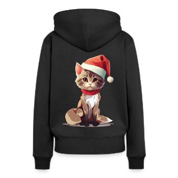 Chat Noël Animaux de compagnie Noël pour animaux de compagnie - Sweat à capuche Premium bio Femme - noir - Dos - Julia (174cm)
