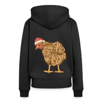 Huhn Nikolaus Henne Weihnachtsmann Federvieh Xmas - Frauen Premium Bio Hoodie - Schwarz - Hinten - Julia (174cm)