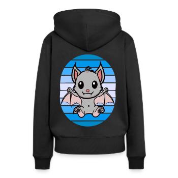 Retro Fledermaus Fledermäuse - Frauen Premium Bio Hoodie - Schwarz - Hinten - Julia (174cm)