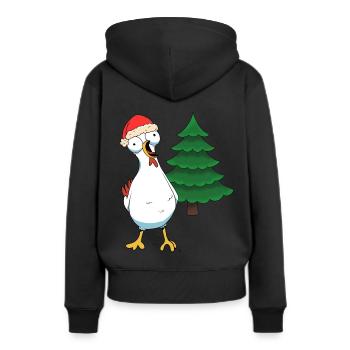 Santa Huhn Hühner Weihnachtsmann Hühnerstall - Frauen Premium Bio Hoodie - Schwarz - Hinten - Julia (174cm)