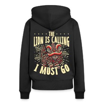 Lion Dance Chinesisches Neujahr Löwentanz - Frauen Premium Bio Hoodie - Schwarz - Hinten - Julia (174cm)