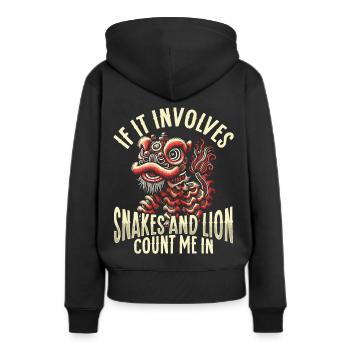 Lion Dance Chinesisches Neujahr Löwentanz - Frauen Premium Bio Hoodie - Schwarz - Hinten - Julia (174cm)