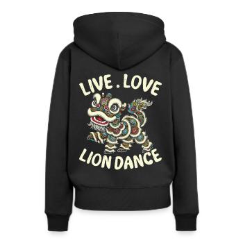 Lion Dance Chinesisches Neujahr Löwentanz - Frauen Premium Bio Hoodie - Schwarz - Hinten - Julia (174cm)