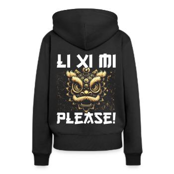 Lion Dance Chinesisches Neujahr Löwentanz - Frauen Premium Bio Hoodie - Schwarz - Hinten - Julia (174cm)