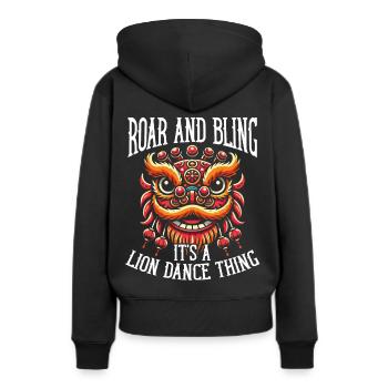 Lion Dance Chinesisches Neujahr Löwentanz - Frauen Premium Bio Hoodie - Schwarz - Hinten - Julia (174cm)