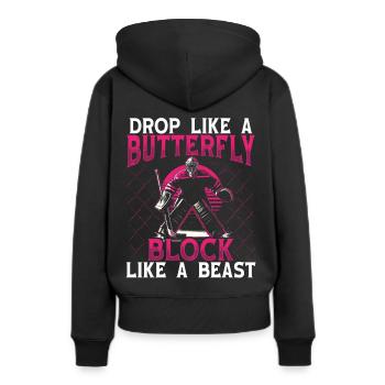 Gardien de but de hockey sur glace Gardien de but de hockey sur glace - Sweat à capuche Premium bio Femme - noir - Dos - Julia (174cm)