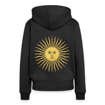 Symbole spirituel de l’illumination du soleil - Sweat à capuche Premium bio Femme - noir - Dos - Julia (174cm)