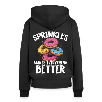 Donuts Donut - Frauen Premium Bio Hoodie - Schwarz - Hinten - Julia (174cm)
