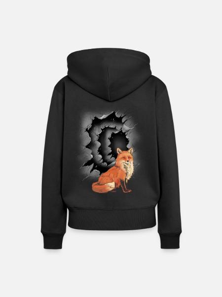 Fuchs Füchse Kind Kinder Märchenfigur - Frauen Premium Bio Hoodie - Schwarz