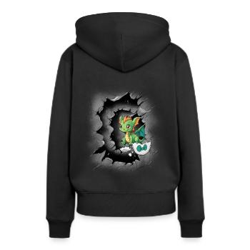 Bébé Dragon Oeuf Coquille Enfant Enfant Naissance Oeuf - Sweat à capuche Premium bio Femme - noir - Dos - Julia (174cm)