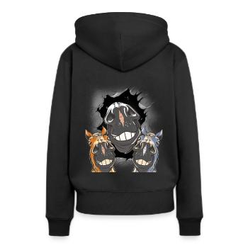 Cheval Chevaux Tête de cheval - Sweat à capuche Premium bio Femme - noir - Dos - Julia (174cm)
