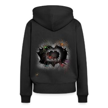 Araignées d’Halloween Araignées Araignées Phobie - Sweat à capuche Premium bio Femme - noir - Dos - Julia (174cm)