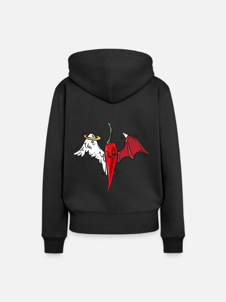 Chilly himmlisch scharf Pepperonie - Frauen Premium Bio Hoodie - Schwarz
