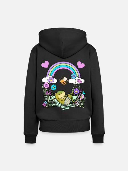 Frosch Frösche Kinder Kind - Frauen Premium Bio Hoodie - Schwarz