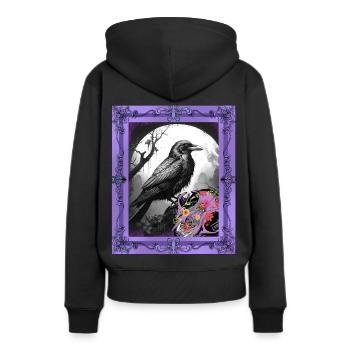 Corbeau d’Halloween Corbeau Corbeau Corbeau - Sweat à capuche Premium bio Femme - noir - Dos - Julia (174cm)