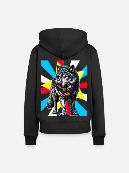 Wolf Wölfe Tattoo - Frauen Premium Bio Hoodie - Schwarz