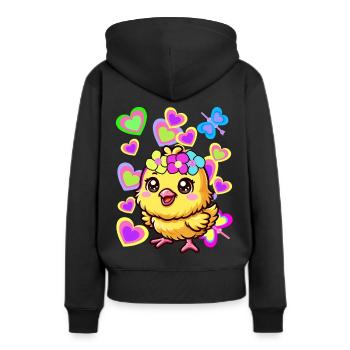 Kinder Kind Baby Küken Ostern Osterfest - Frauen Premium Bio Hoodie - Schwarz - Hinten - Julia (174cm)