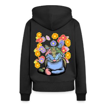 Chat Chats Chat domestique Fleurs Enfants Enfant - Sweat à capuche Premium bio Femme - noir - Dos - Julia (174cm)