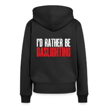 Allume-gaz - Sweat à capuche Premium bio Femme - noir - Dos - Julia (174cm)