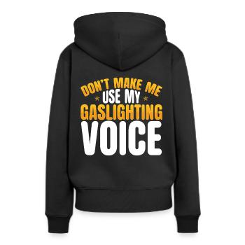 Allume-gaz - Sweat à capuche Premium bio Femme - noir - Dos - Julia (174cm)