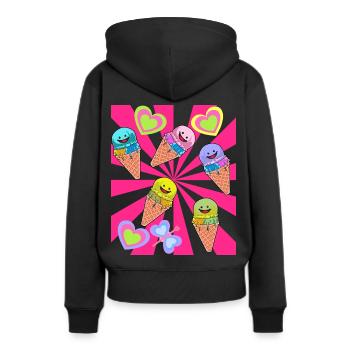 Eis Eiskrem Eiscrem Retro 80er 90er Sommer - Frauen Premium Bio Hoodie - Schwarz - Hinten - Julia (174cm)