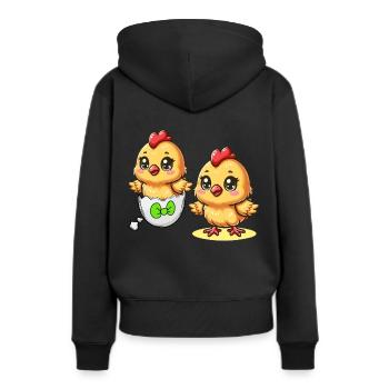 poussin oeuf de Pâques oeufs de Pâques oeufs de poule Enfant de Pâques - Sweat à capuche Premium bio Femme - noir - Dos - Julia (174cm)