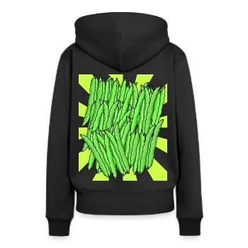 Haricot Vert Haricot Légume Rétro Vintage - Sweat à capuche Premium bio Femme - noir - Dos - Julia (174cm)