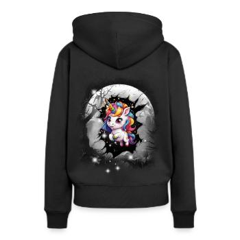 Einhorn Einhörner Fabelwesen Fabeltier Kinder - Frauen Premium Bio Hoodie - Schwarz - Hinten - Julia (174cm)