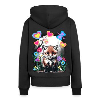 Printemps Rétro Renards Renards Début de printemps - Sweat à capuche Premium bio Femme - noir - Dos - Julia (174cm)
