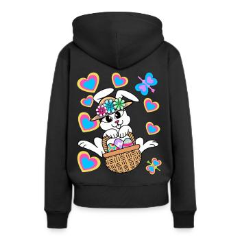 Lapin de Pâques Oeufs de lapin de Pâques Oeufs de Pâques - Sweat à capuche Premium bio Femme - noir - Dos - Julia (174cm)