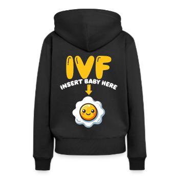 Sensibilisation à l’infertilité FIV Fécondation - Sweat à capuche Premium bio Femme - noir - Dos - Julia (174cm)