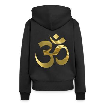 OM - Sweat à capuche Premium bio Femme - noir - Dos - Julia (174cm)
