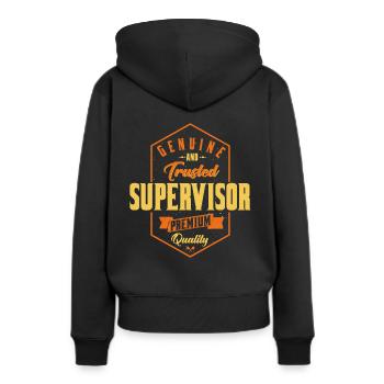 Superviseur authentique et fiable - Sweat à capuche Premium bio Femme - noir - Dos - Julia (174cm)