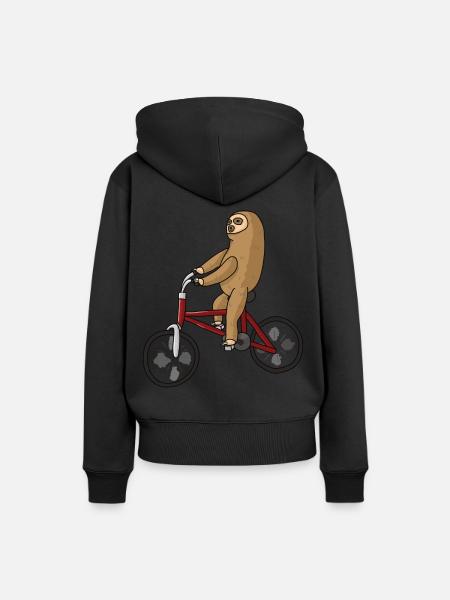 Fahrrad Fahren Faultier - Frauen Premium Bio Hoodie - Schwarz