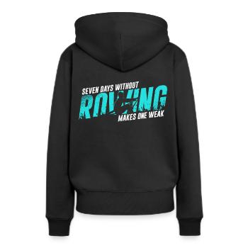 Aviron jeu de mots - Sweat à capuche Premium bio Femme - noir - Dos - Julia (174cm)