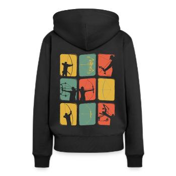 Bogenschießen Vintage Recurve Compound Retro - Frauen Premium Bio Hoodie - Schwarz - Hinten - Julia (174cm)