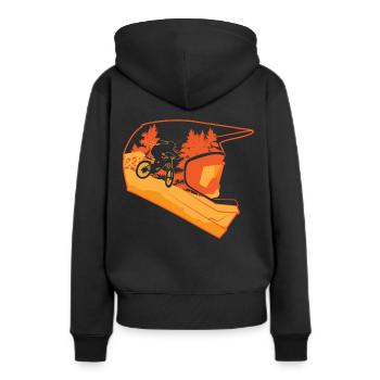 Downhill Helm Mountainbike - Frauen Premium Bio Hoodie - Schwarz - Hinten - Julia (174cm)