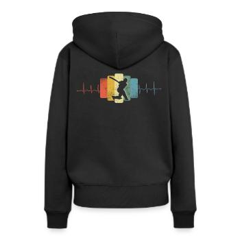 Cricket Herzschlag Vintage Kricket - Frauen Premium Bio Hoodie - Schwarz - Hinten - Julia (174cm)