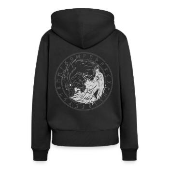 Sons Of Fenrir - Sköll and Hati - Ying Yang Wolf - Frauen Premium Bio Hoodie - Schwarz - Hinten - Julia (174cm)