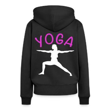 Yoga exercise for a workout - Women’s Premium Organic Hoodie - black - Back - Julia (174cm)