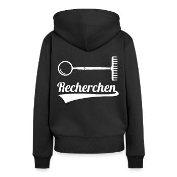 Recherchen Wortwitz - Frauen Premium Bio Hoodie - Schwarz - Hinten - Julia (174cm)